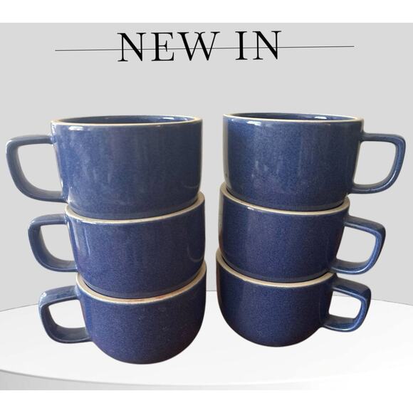 Vintage Set 6 Sasaki Vignelli Colorstone Blue Sapphire Cups 4.5" x 3" Made Japan - Picture 1 of 4